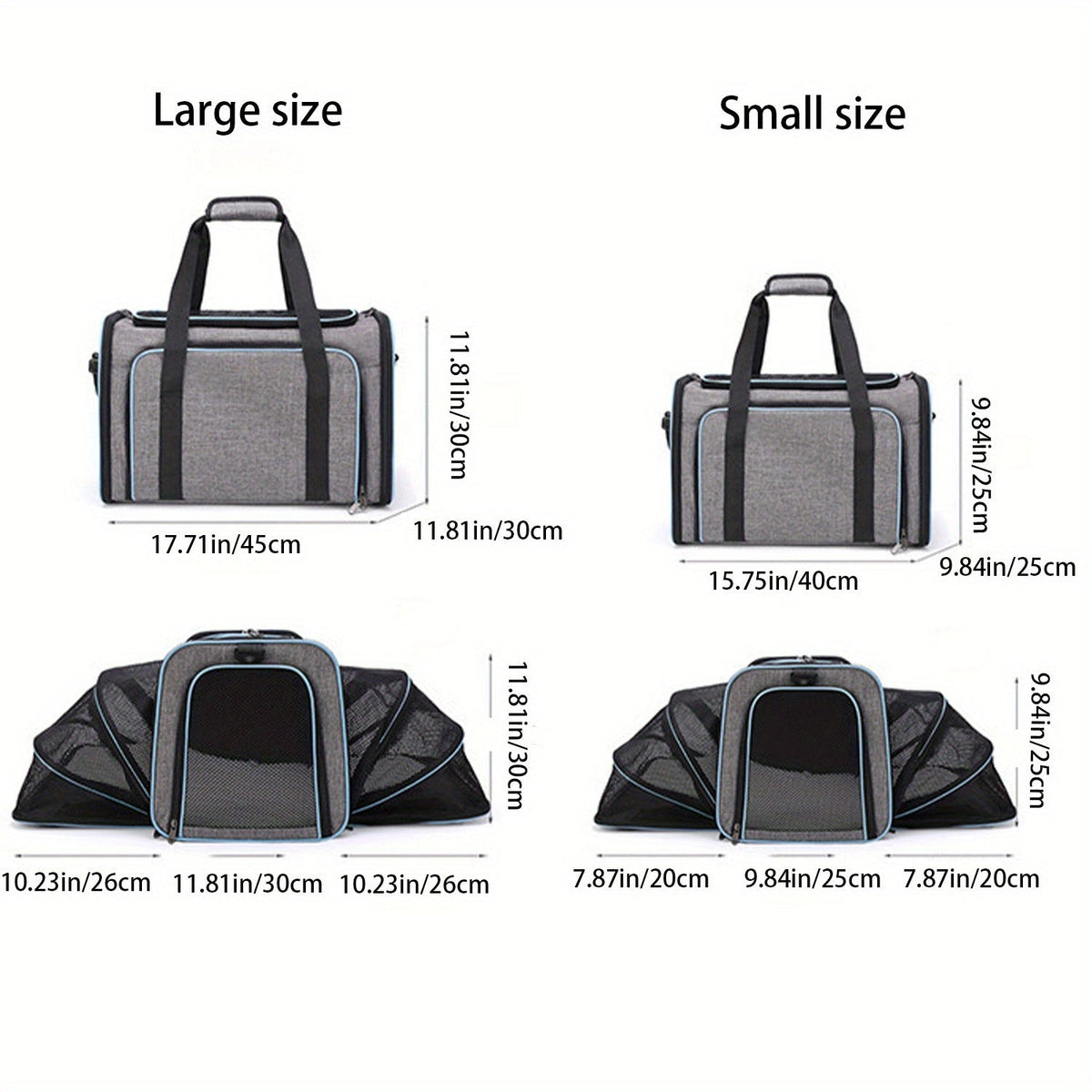 Airline Approved Expandable Pet Carrier Bag | Soft-Sided Polyester Travel Tote for Small Dogs & Cats, Removable Fleece Pad