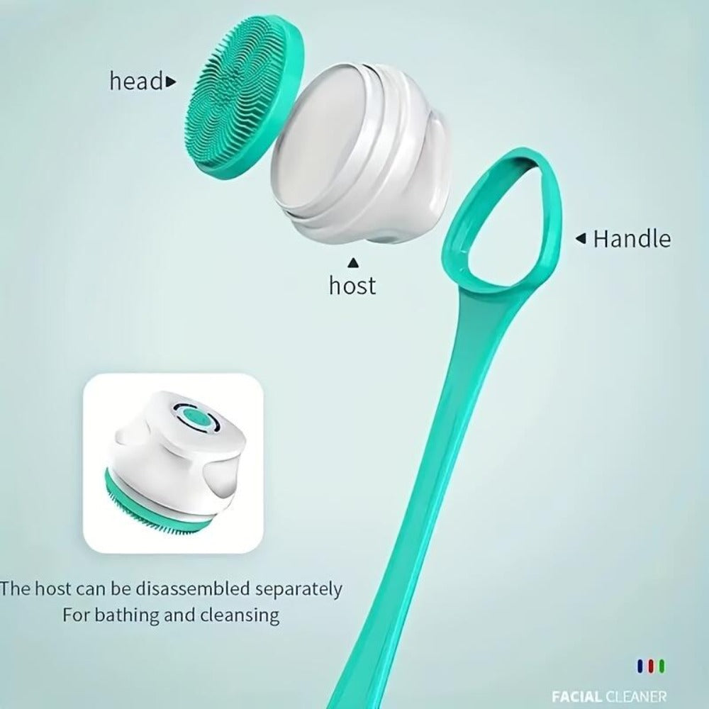 Electric Body Scrubber Brush 5-in-1 Rotating Shower Exfoliator with Long Handle - Bristle Bath Brush for Back Face & Full Body