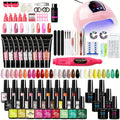 36-Color Polygel Nail Extension Kit with LED UV Lamp, Complete Poly Gel Starter Set with Dual Forms, Slip