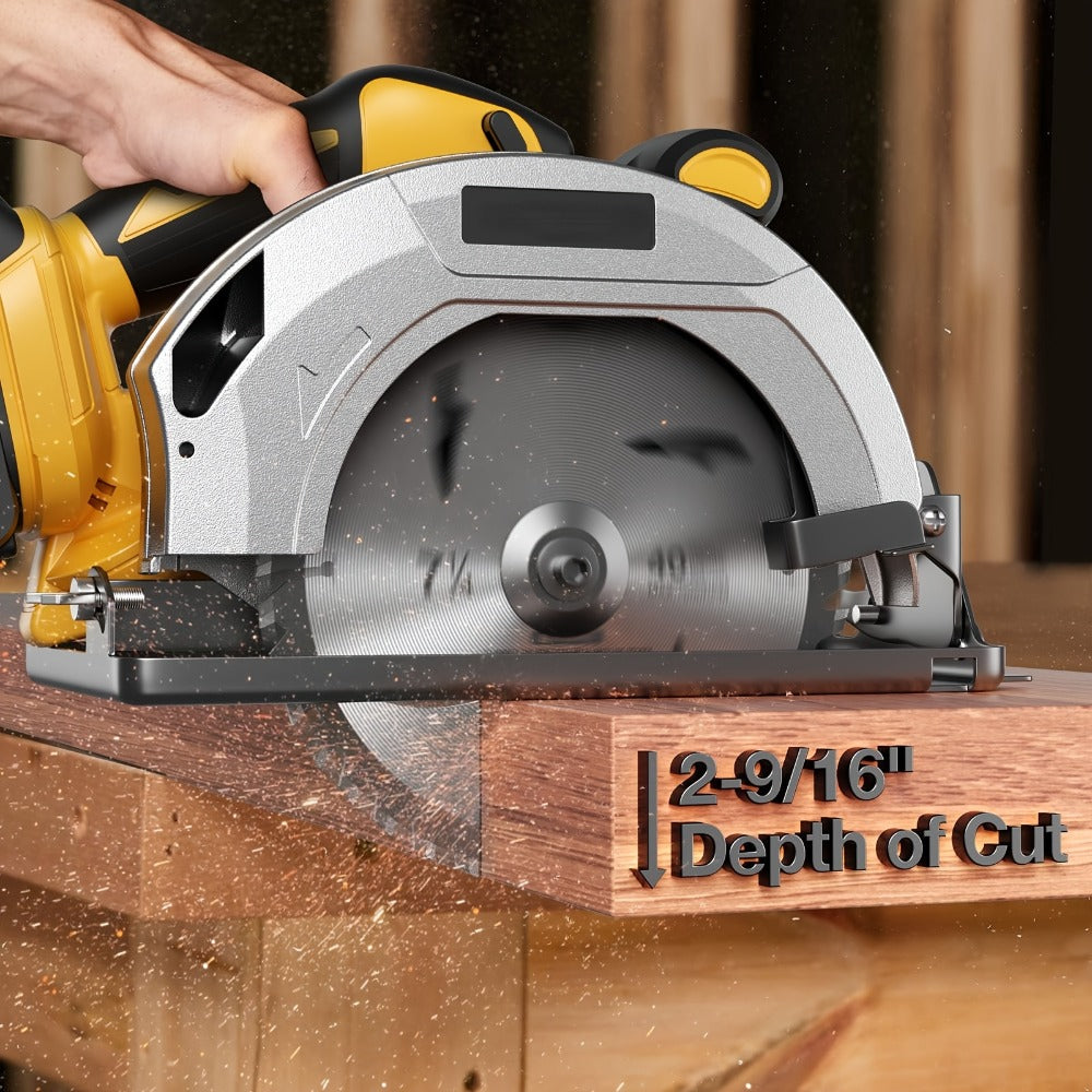Brushless Cordless Circular Saw for Dewalt 20V MAX Battery – 7-1/4 Inch 0-50° Bevel Cut Electric Saw with Saw Blades Included