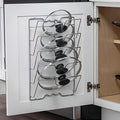 Wall-Mount Pot Lid Kitchen Organizer with Six-Tier Metal Rack for Cabinet Doors or Kitchen Walls