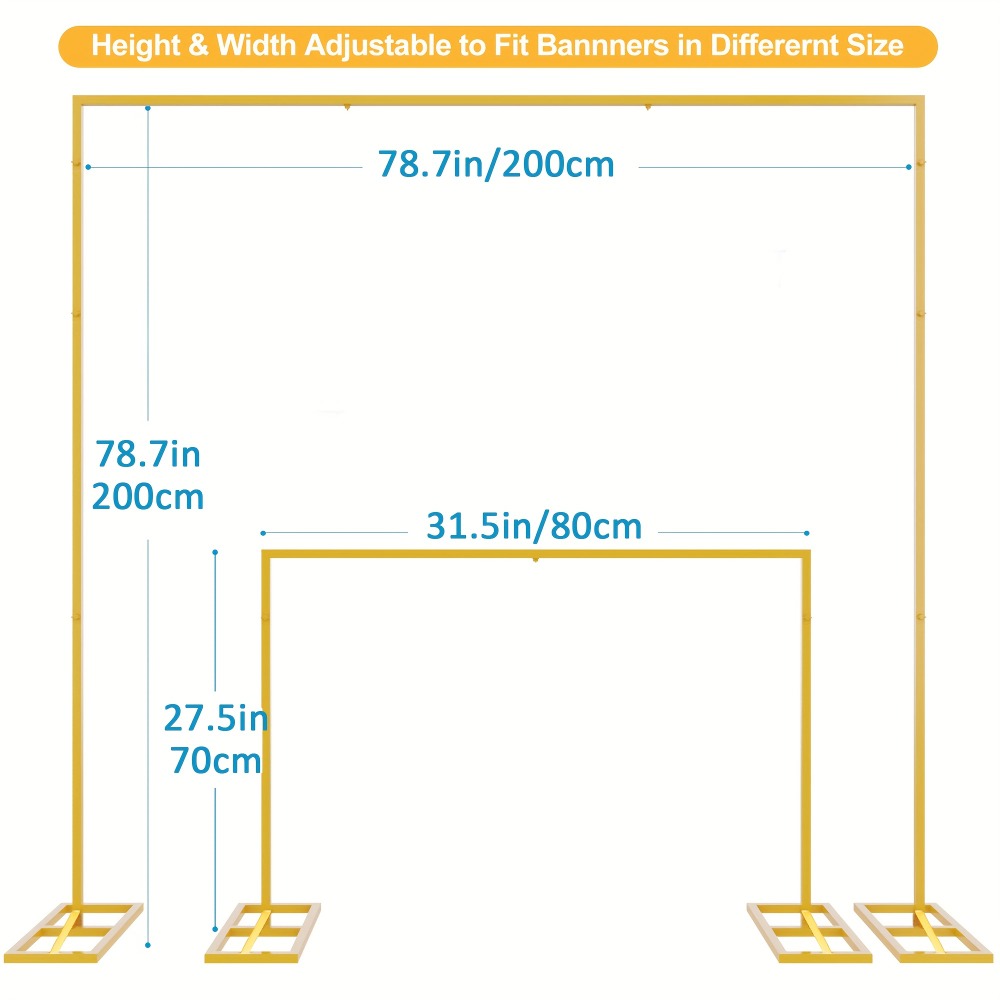 Square Arch Backdrop Stand 6FT & 8FT Metal Balloon Arch Frame | Adjustable Wedding Arch for Ceremony, Birthday Party