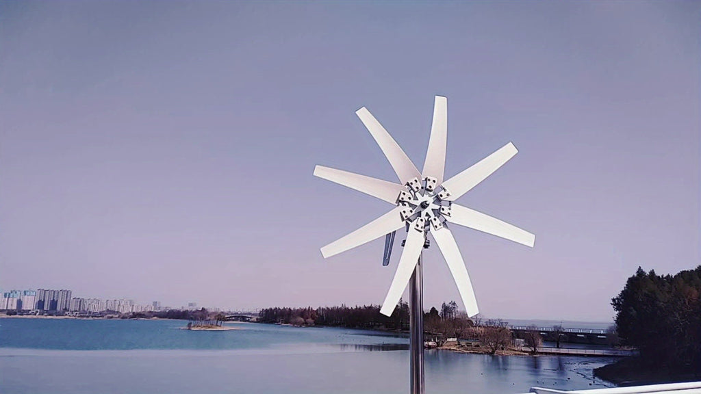 Wind Turbine Generator 1000W 12V/24V, 8-Blade MPPT Controller Kit, Coreless Magnet Home Rooftop Off-Grid Power System Windmill
