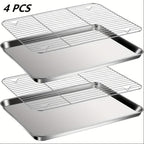 Baking Sheet and Rack Set Stainless Steel Half Sheet Pan with Cooling Rack Rust Free for Cookie for Grilling, Camping and Outdoor Meals