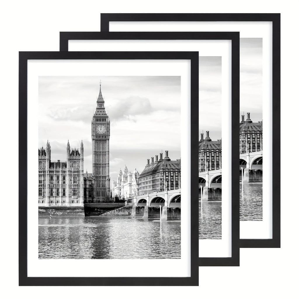 Three-Piece 12 x 16-Inch Wall Picture Frame Set in Black, White, Gold and Four Wood-Tone Finishes