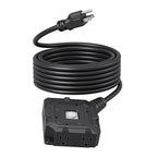 Extension Cord 25ft 6-Outlet SJTW 14AWG with Cover & On/Off Switch, Outdoor Indoor Power Strip Cord for Workshop