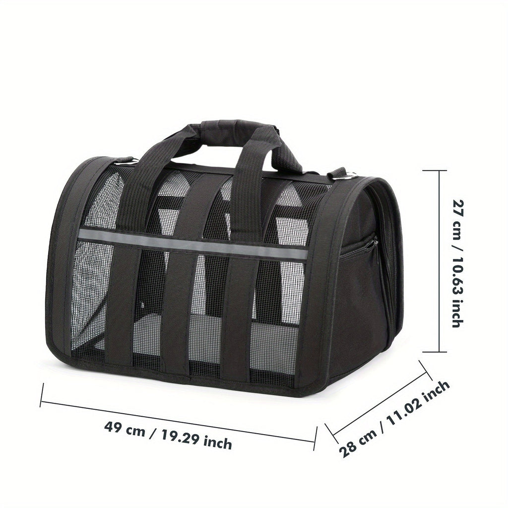 Foldable Pet Carrier Bag Breathable Mesh – Portable Soft Sided Tote for Cats & Small Dogs, Collapsible Travel Handbag, S/M/L, 7 Colors
