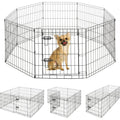 Dog Playpen 8 Panel Foldable Metal Pet Fence with Gate | Heavy-Duty Indoor Outdoor Exercise Pen for Small Dogs & Animals | Portable Kennel