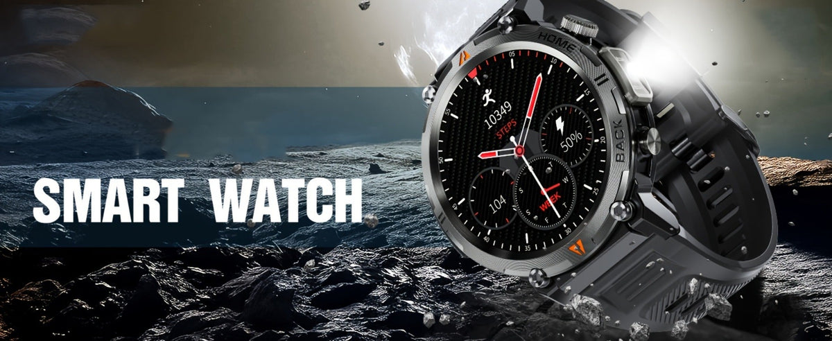 Smartwatch for Men 1.45 Inch Tactical Watch with LED Lighting and Bluetooth 5.2 Calling in Two Strap Styles