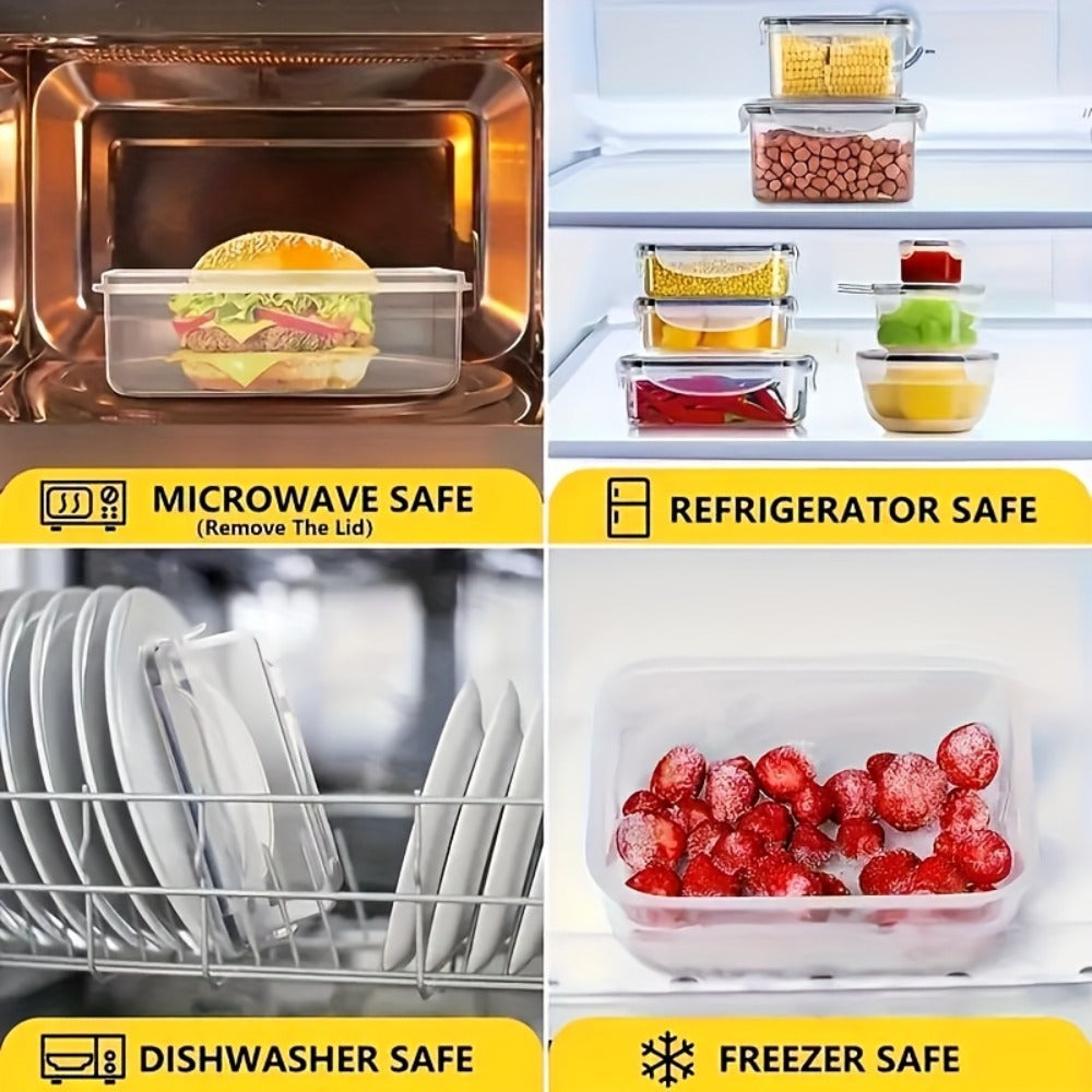 Container Set Food Storage Organizer with Locking Plastic Lids in 12-, 24- or 48-Piece Options