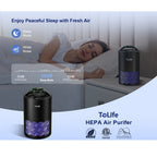 Air Purifier with H13 True HEPA Filter, 25dB Mode, Scent Diffuser and Black or White Finish