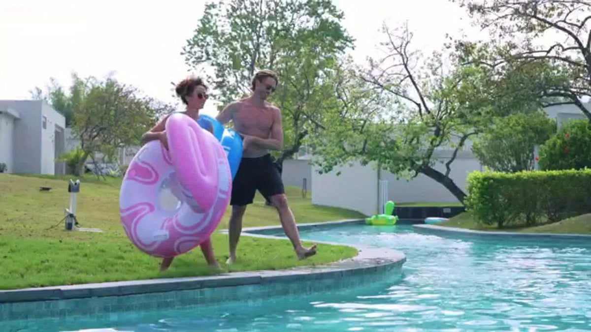 Inflatable Pool Float Sofa Chair with Raised Backrest, Mesh Seat, Dual Handles and Cup Holder
