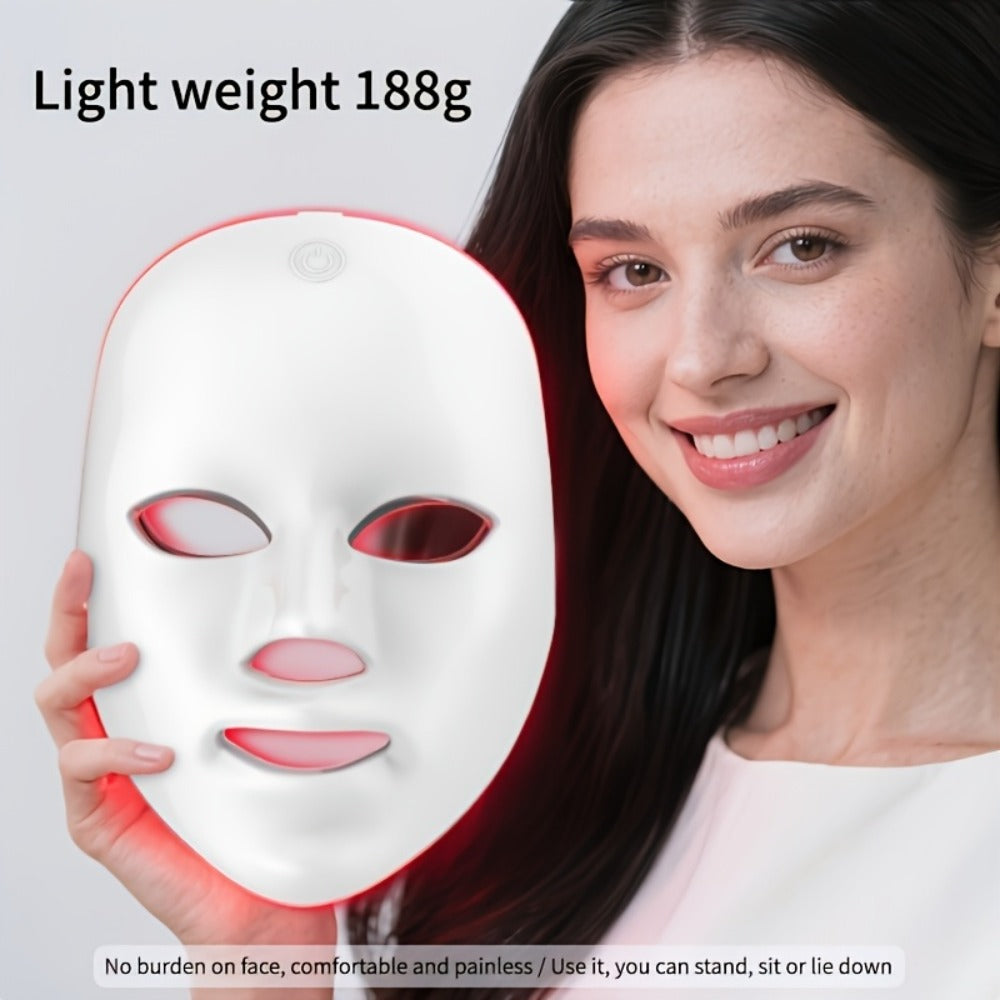 LED Light Therapy Face Mask 7 Color Photon Skin Rejuvenation - Acne Treatment Wrinkle for Bath Time, Home Spa and Personal Care