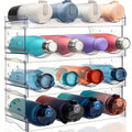 Water Bottle Rack Kitchen Organizer 4-Tier Clear Stackable Shelf with 16-Bottle Capacity for Kitchen and Home Organization