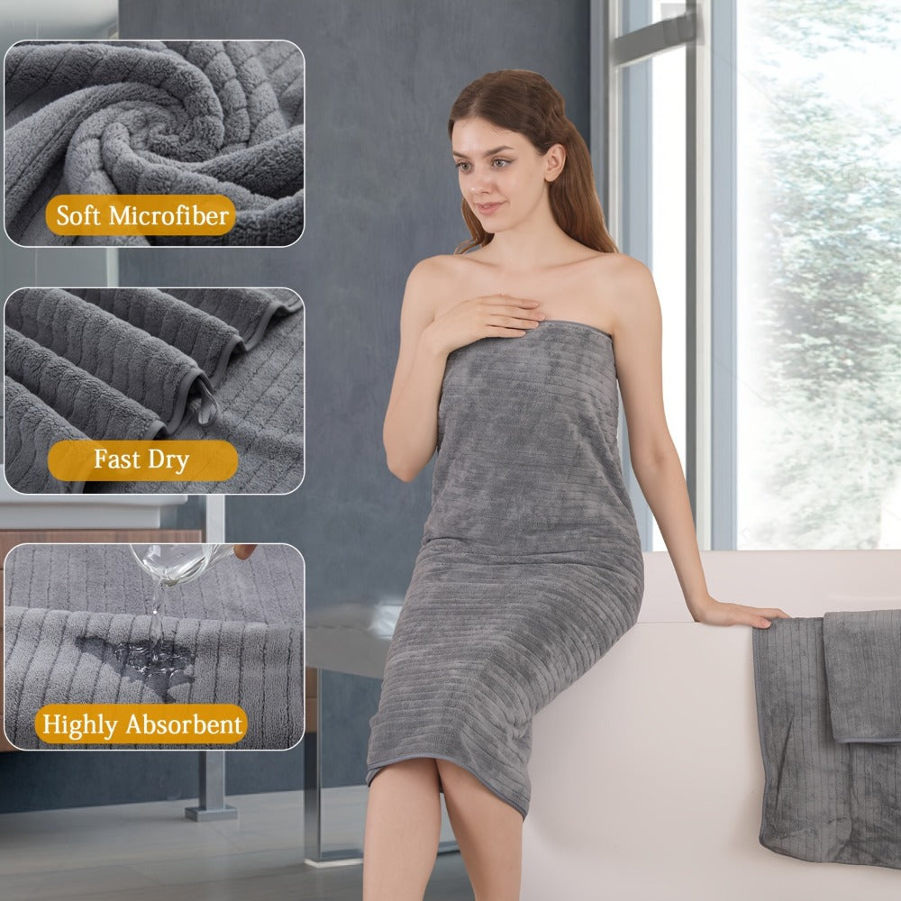 Bath Towels Set 4-Pack Oversized 35 x 70 Inch Microfiber Sheets in 13 Solid Color Options for Home and Guest Use