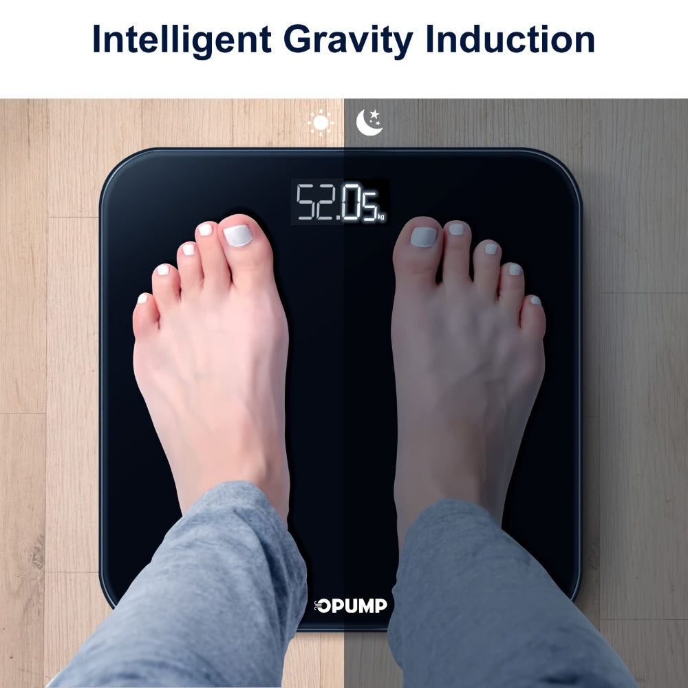 Patterned Digital Bathroom Scale with Top LED Display in Six Marble, Bronze, Black and Blue Styles