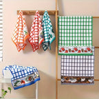 Six-Piece Printed Kitchen Towel Set, Approximately 60 x 40cm Each in Combination A or B Designs