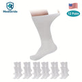 12-Pair Crew-Length Diabetic Sock Set in Six Colors with 9-11, 10-13 and 13-15 Size Options
