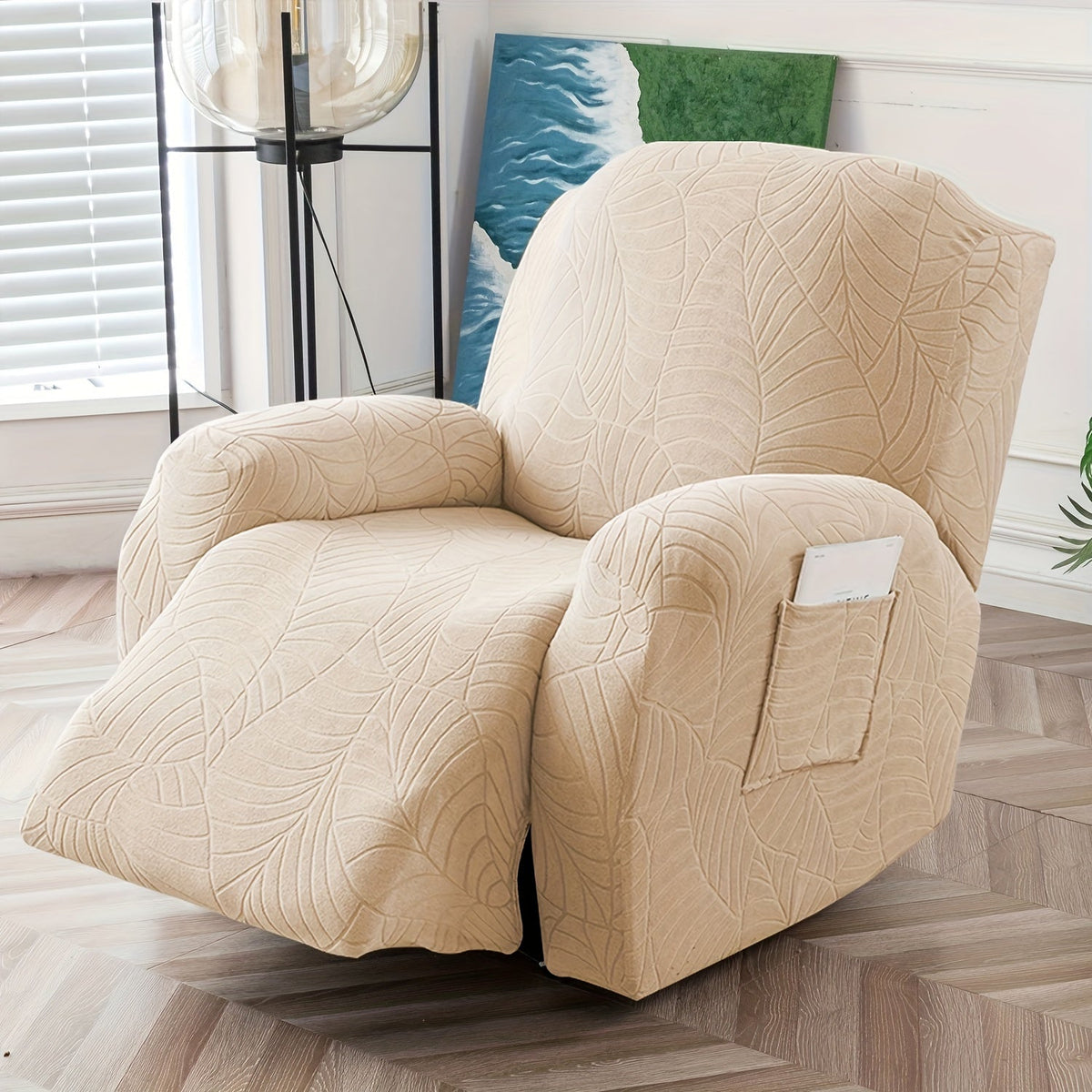 Sofa Cover Big-Leaf Jacquard High-Stretch Recliner Slipcover for 1, 2 or 3 Seats and Console Loveseats