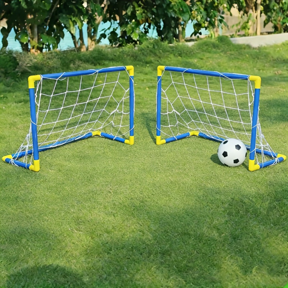 Kids Youth Football Goal Set, 2pcs Portable Easy-Assemble Soccer Goals for Indoor & Outdoor Play