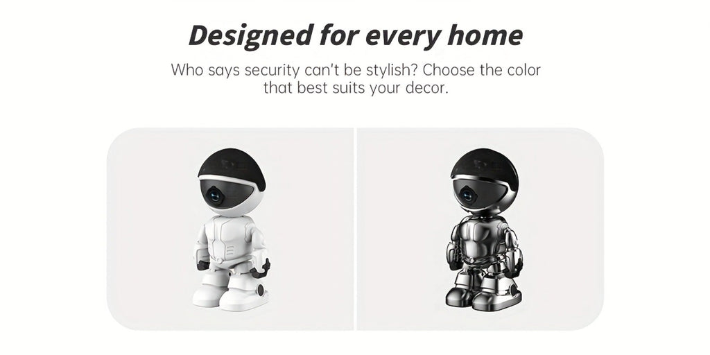 Security Camera 3MP Robot-Style Indoor Model with 360 Pan-Tilt, Auto Motion Tracking and Two-Way Audio