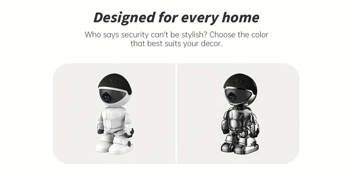 Security Camera 3MP Robot-Style Indoor Model with 360 Pan-Tilt, Auto Motion Tracking and Two-Way Audio