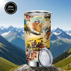 Insulated Tumbler 20oz Cowboy Western Graphic in Yellow Stainless Steel with Lid and Straw