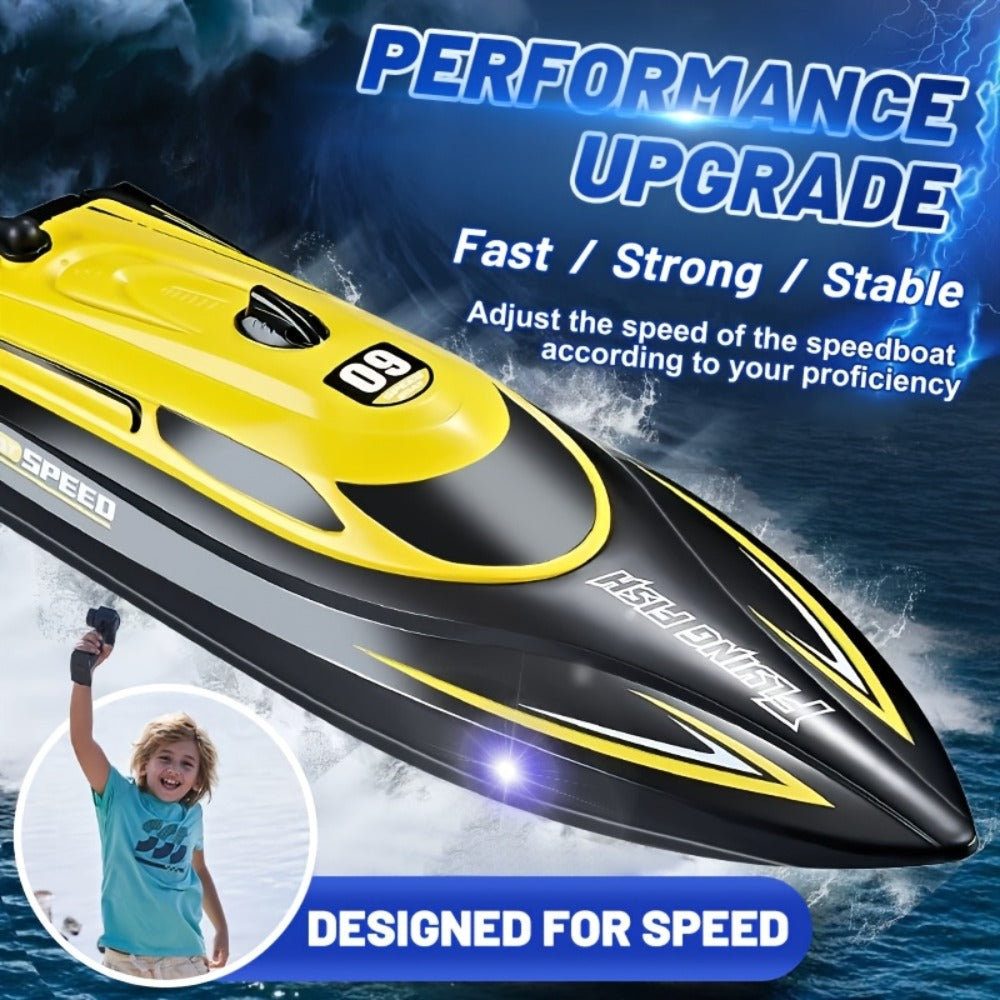 Remote Control Speedboat 25KM/H with Auto Flip Reset Night Light & Low with the Listed Color, Size or Set Options for Everyday Use