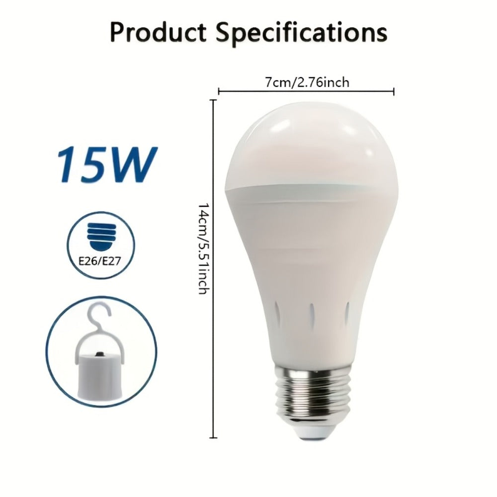 Emergency Light Bulb for Power Outages 2000mAh Rechargeable LED 6000K with Backup Battery, Auto-On Failure Detection