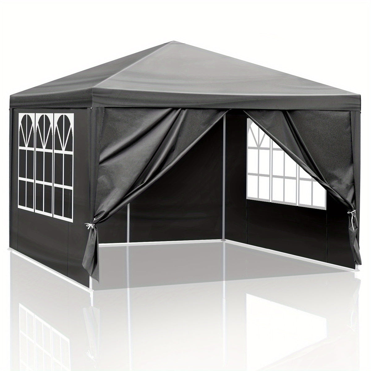 10x10ft White Party Canopy Tent with No Sidewalls, Three Sidewalls or Four Sidewall Configuration Options