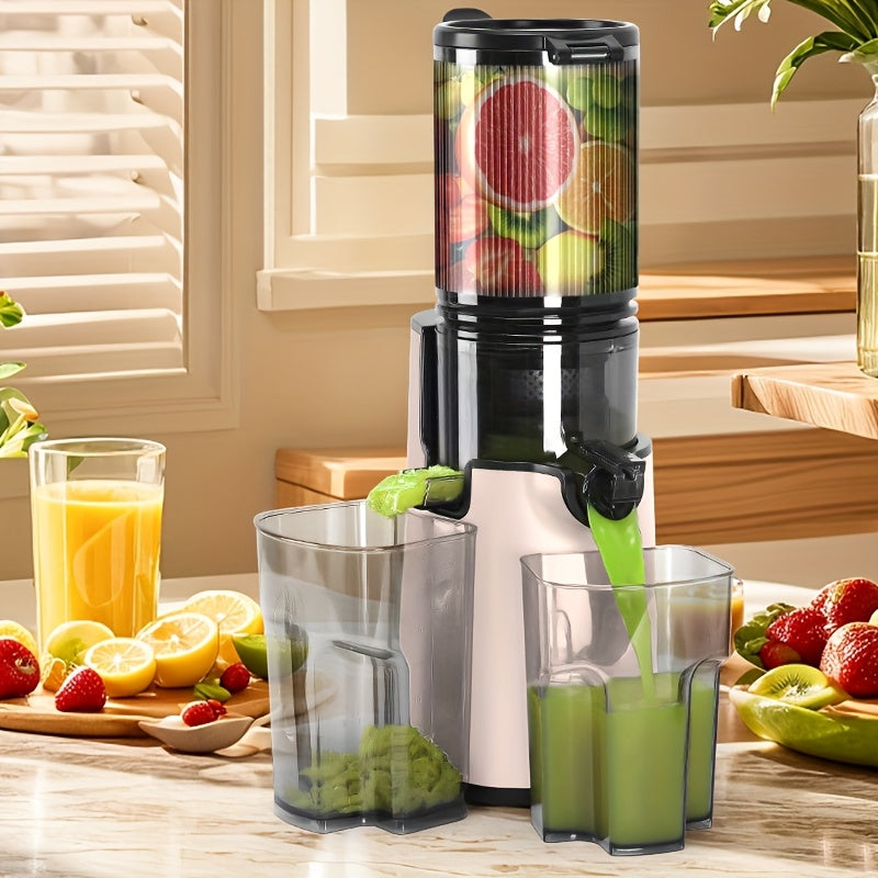 350W Vertical Slow Press Juicer with 50RPM Label, Double-Layer Filter and Black or Pink Color Options