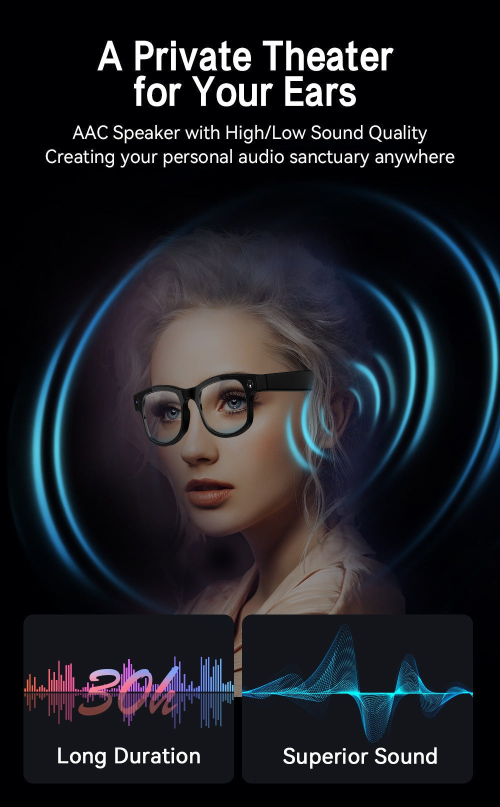 Smart Glasses with Camera and Bluetooth, 8MP Camera Eyewear with HD Video, Translation, Object Recognition