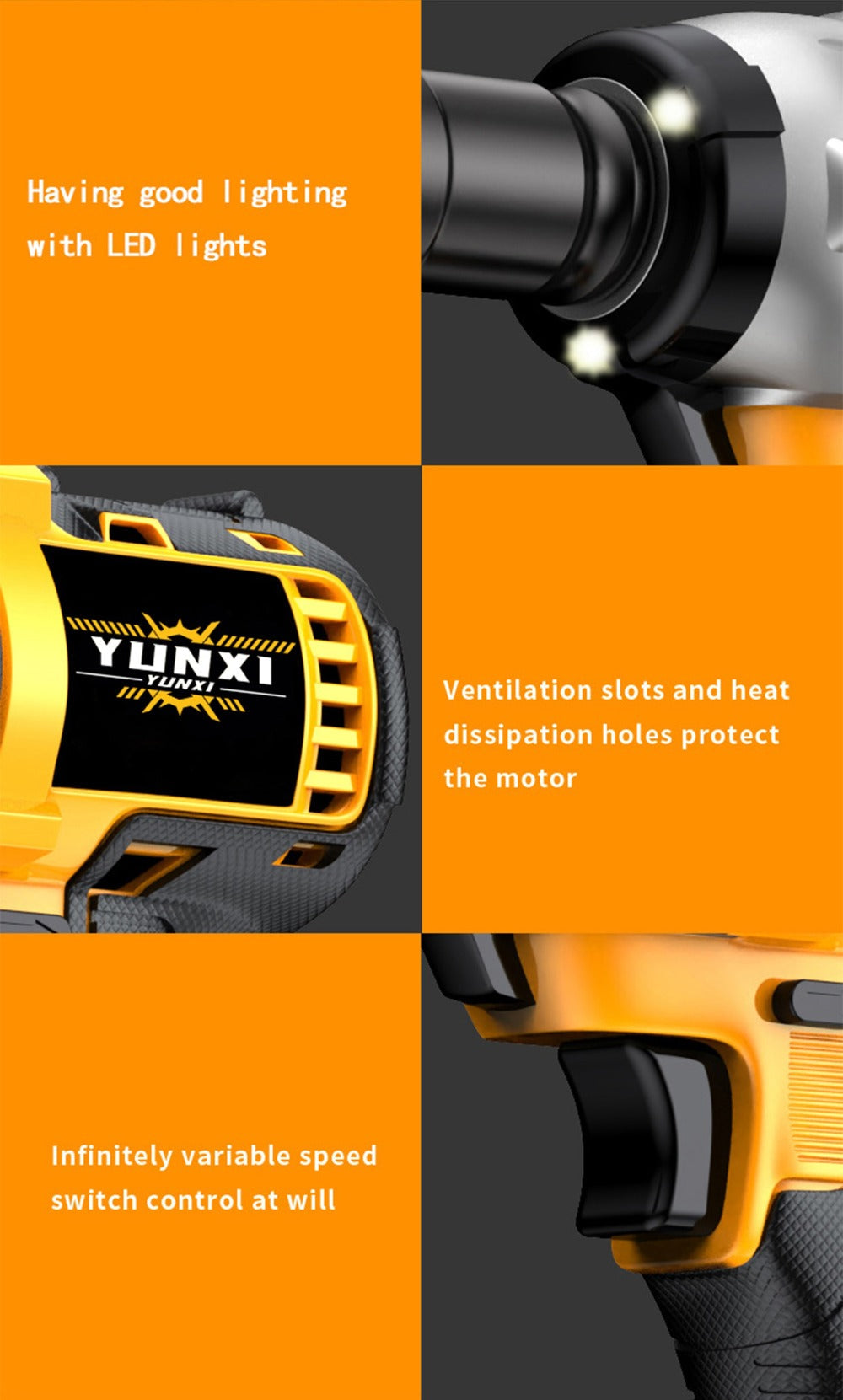 21V Cordless Drill Brushless Impact Wrench Multifunctional, Lithium Battery, Quick Charger, Variable Speed