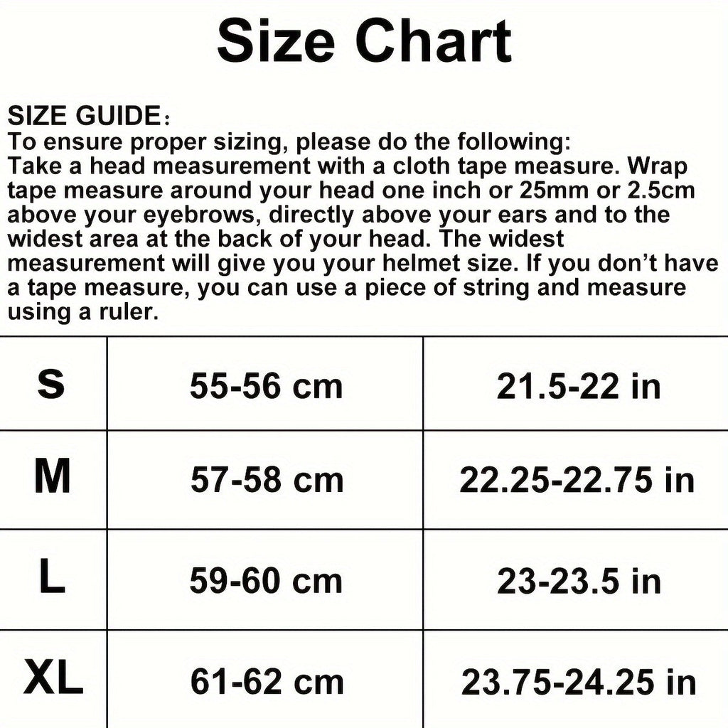 Motorcycle Helmet TCMT Full-Face Black Shell with Clear Shield, S-XL Size Chart, Interior Padding and Rear Vents