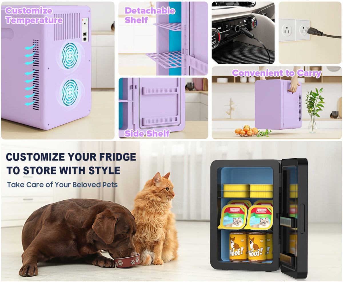 Mini Fridge with Glass Front Door 15.8QT/23.3QT - Portable Cooler and Warmer AC/DC 12V, Small Refrigerator for Bedroom