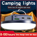 Round USB-Rechargeable Camping Lantern with Four Light Modes, Hanging Hook and Blue, White or Green Housing