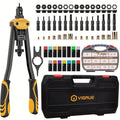 Rivet Nut Tool Kit 16-Inch – Hand Riveter Set with 15 Mandrels M3-M12 & 6-32 to 1/2-13, 300 Metric & SAE Rivet Nuts Included