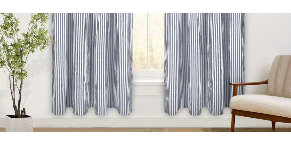 Semi Sheer Curtains Bohemian Linen Cotton Patchwork Grommet Top Window Drapes for Bedroom Living Room Kitchen Bathroom Cafe