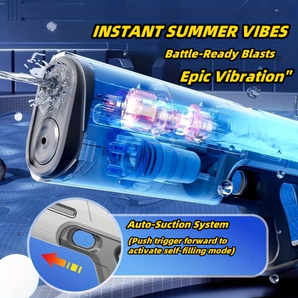 Electric Pulse-Light Water Blaster with Auto-Suction Refill, 16.54-Inch Body and Three Color Options