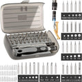 Compact 32-in-1 Precision Screwdriver Bit Set with Adjustable Extension Handle and Gray Storage Case