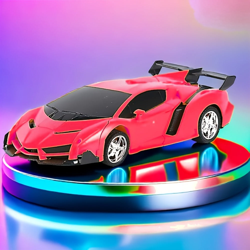 Robot Deformation Car for Kids 1:18 Blue & Red, One-Button Transform Remote Control Stunt Vehicle