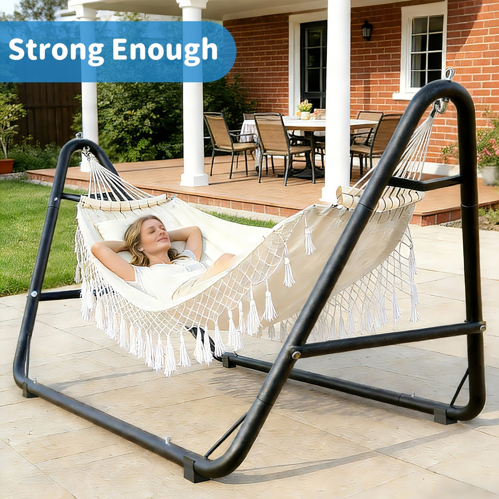 Freestanding Hammock and Stand Set with 89.37-Inch Width, Three Colors and 600 lb Load-Limit Marking