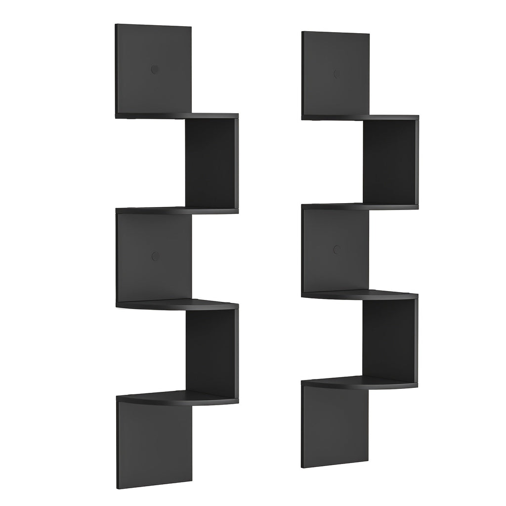 Corner Floating Shelf 5-Tier Wall Mount, Space Saving Storage Rack for Bedroom Living Room, Radial Display Organizer