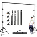10x10ft Heavy Duty Backdrop Stand Kit – Photography Background Support System with 2 Stands, 4 Crossbars, 4 Clamps & Carry Bag for Photo