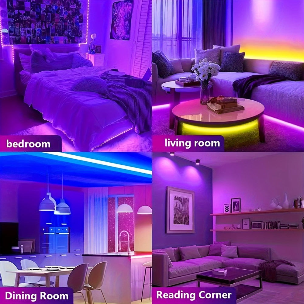 LED Strip Light RGB 100ft Two-Roll Kit with 44-Key Remote, Included Power Supply and Adhesive Backing