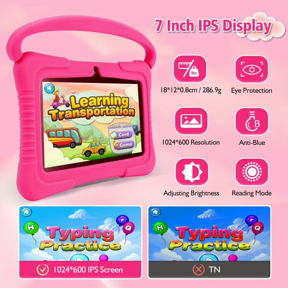 Veidoo Kids Tablet 7 Inch Eye Protection Screen 2GB RAM 32GB ROM Android WiFi Dual Camera Parental Control Educational Games Drop-Proof