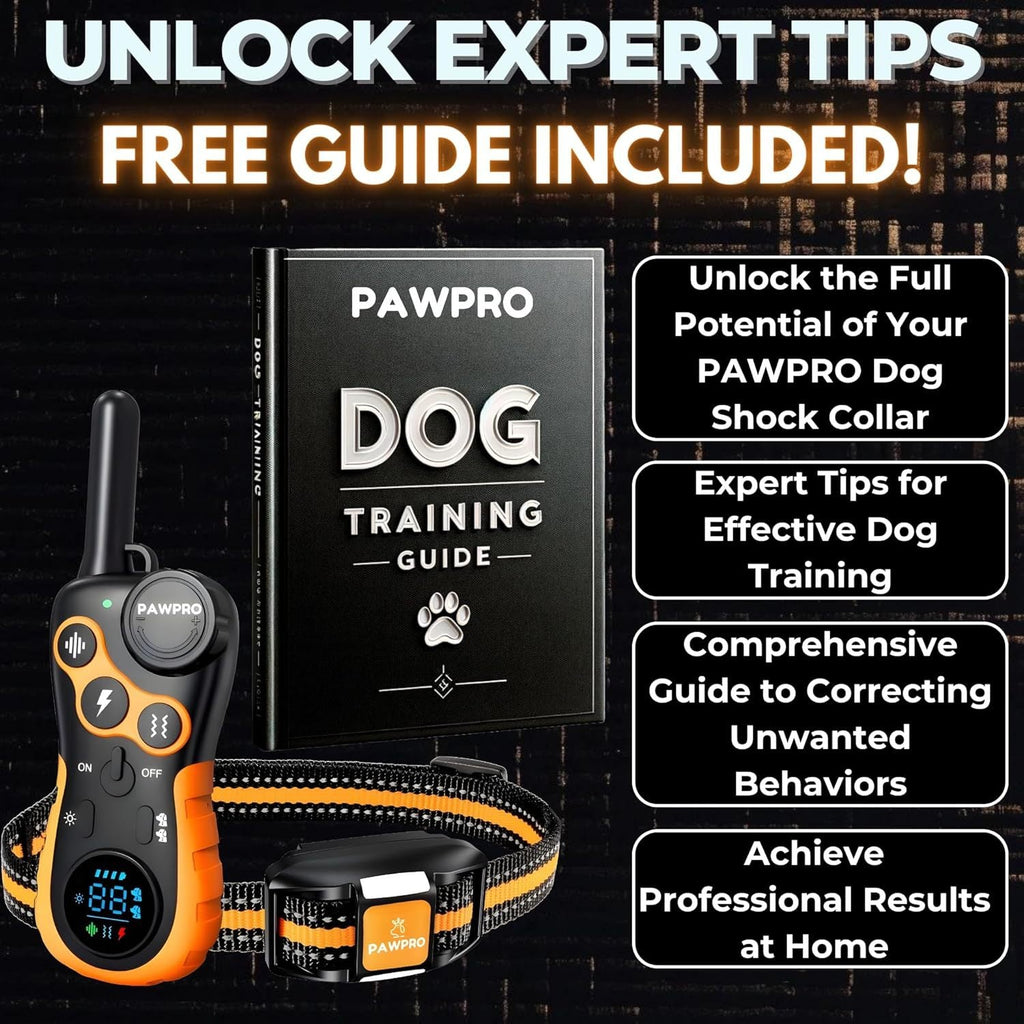 Dog Training Collar PAWPRO Remote Set with 4-Mile Range, Beep, Vibration, Static Stimulation and LED Modes