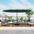 Patio Umbrella 15x9FT Double-Sided Rectangle with Optional 36 LEDs, 12-Rib Frame and Eight Color-Light Options