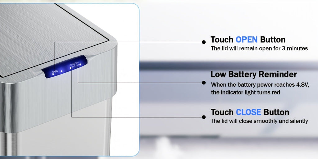 Touchless Trash Can with Motion Sensor 18.5 Gallon 60L, -Close Lid, Brushed Stainless Steel, Bag Holder