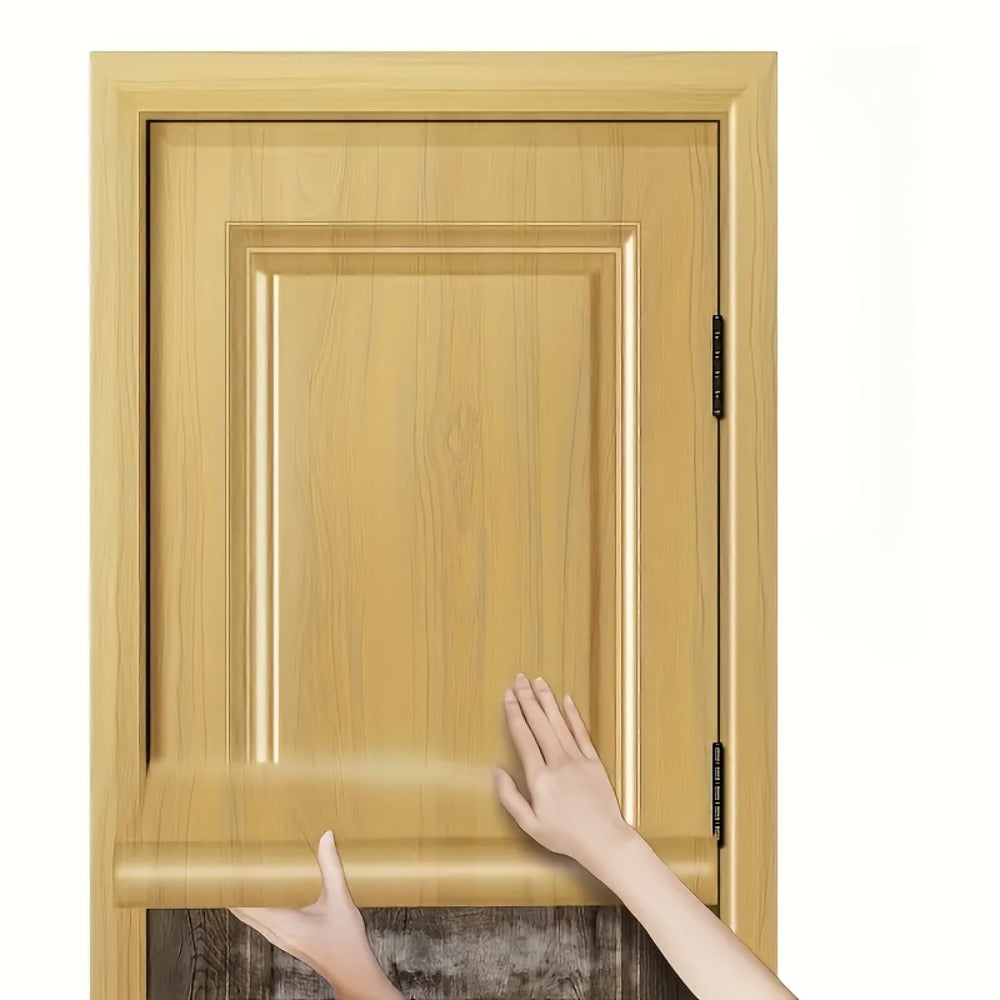 Wood Grain Door Sticker Self-Adhesive Removable Peel & Stick Door Wrap Film Vinyl Decal, for Entryways, Bedrooms and Living Spaces